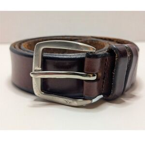 Fossil Womens Dark Brown Genuine Leather Belt Silver Buckle 43 Inch Length